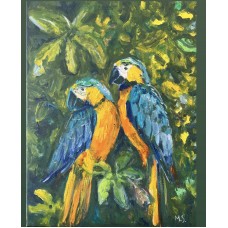 “Love Parrots”  oil painting on canvas 30*40 cm 